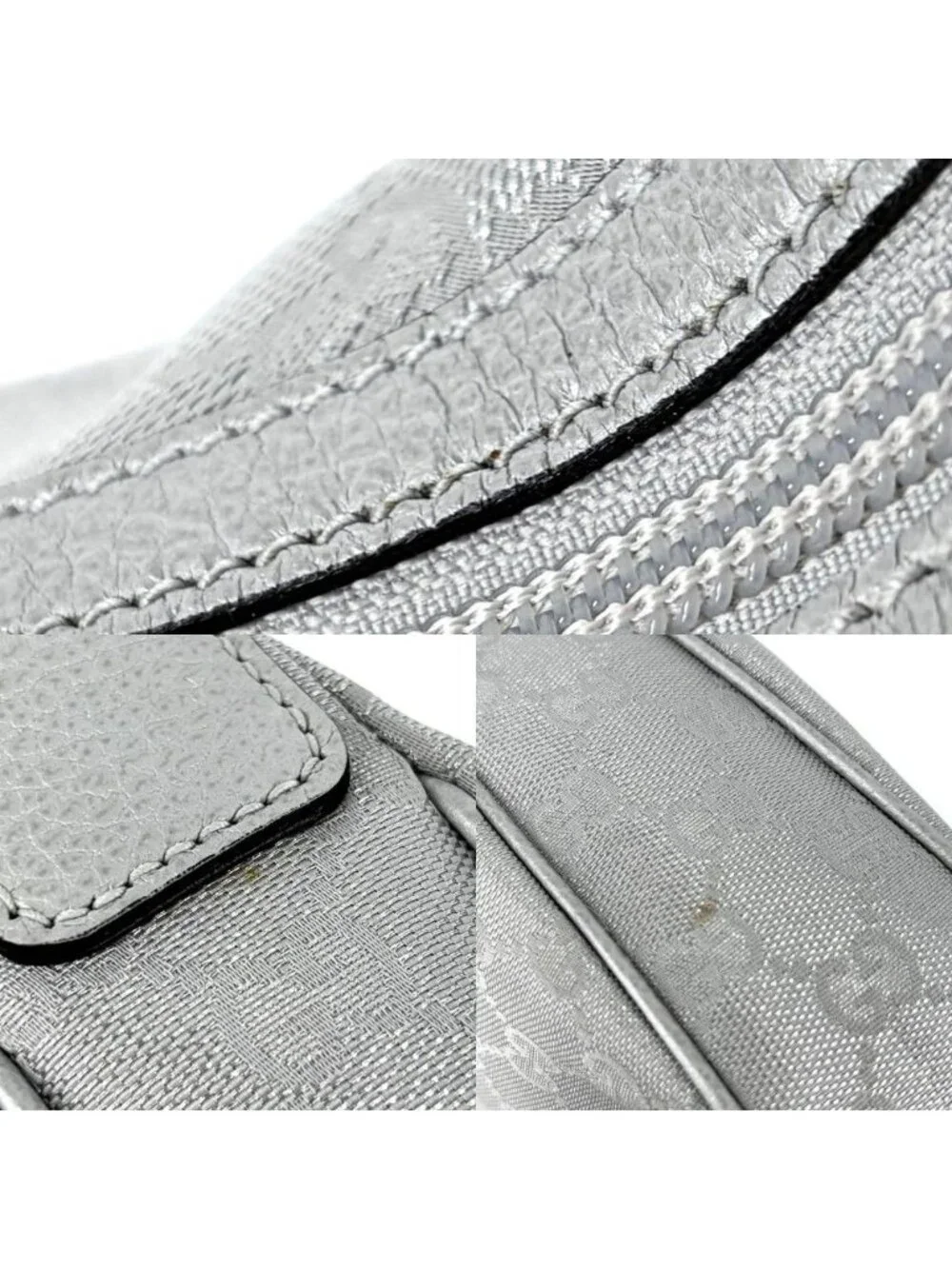 Gucci Handbag Small Web Pop Hobo GG Plus Leather Silver